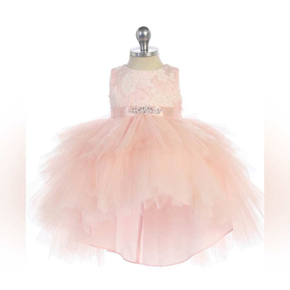 Tip Top Kids Ruffle Tulle High Low Pageant Formal Dress